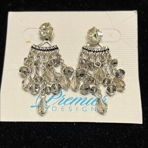 Vintage Premier Designs Silver and crystal chandelier Earrings